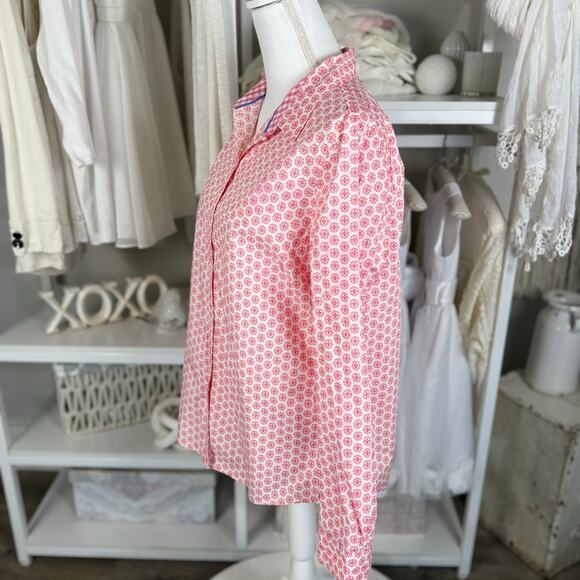 Charter Club Women's Sz 10 Relaxed Fit Pink Floral Button Up Blouse #3591 - Picture 2 of 9